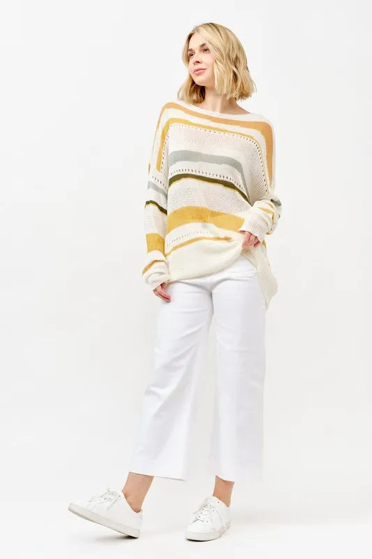 And The Why Abstract Striped Light Weight Loose Sweater