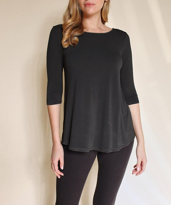 Fabina Bamboo Boatneck Sleeve Top