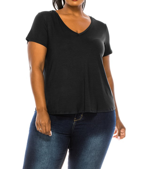Fabina Bamboo Plus Size V-Neck Top