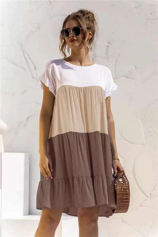 Miss Sparkling Color Block Dress