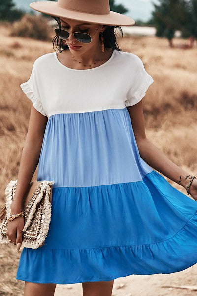 Miss Sparkling Color Block Dress