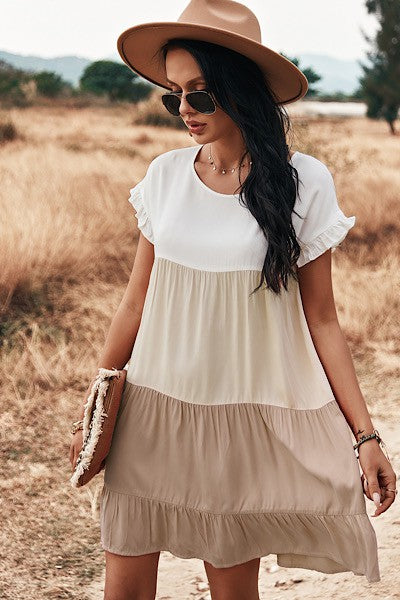 Miss Sparkling Color Block Dress