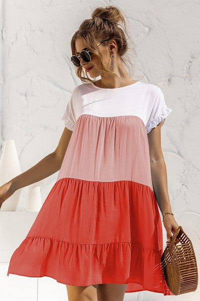 Miss Sparkling Color Block Dress