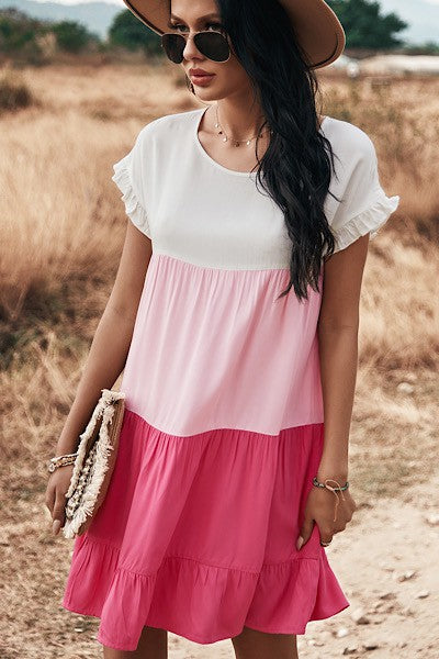 Miss Sparkling Color Block Dress