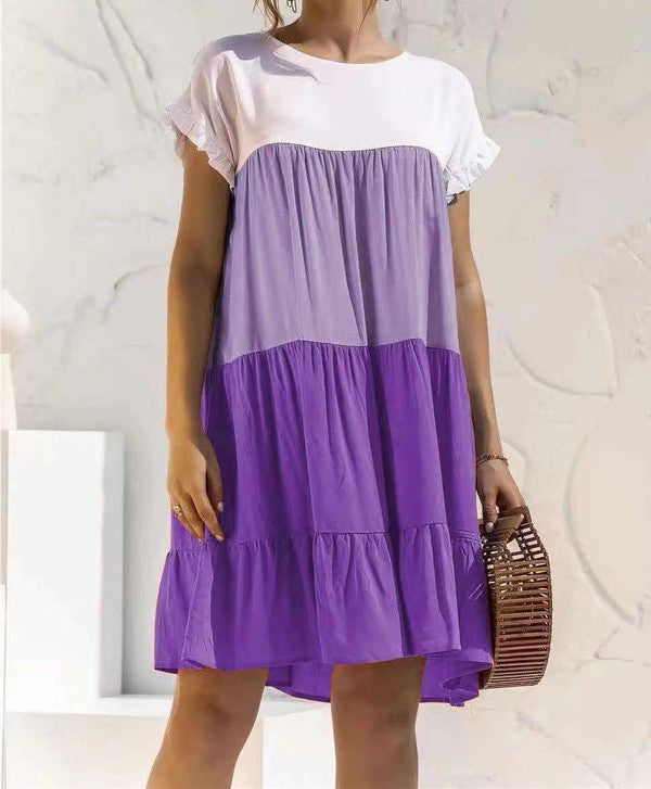 Miss Sparkling Color Block Dress