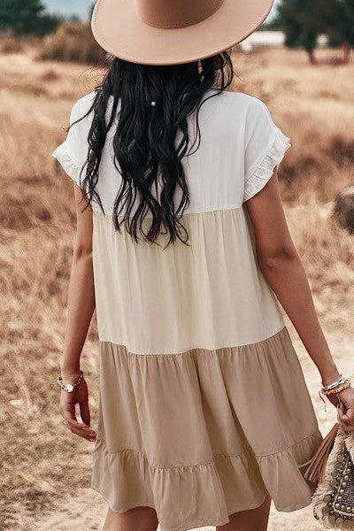 Miss Sparkling Color Block Dress