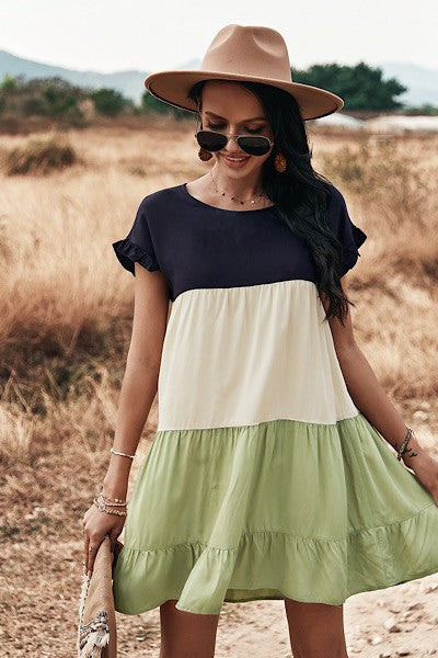 Miss Sparkling Color Block Dress