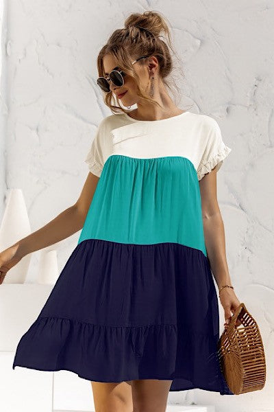 Miss Sparkling Color Block Dress