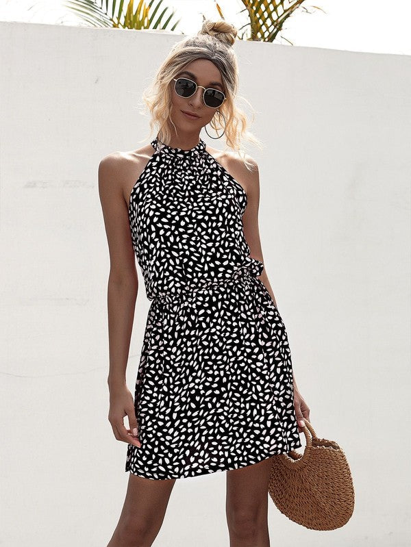 Miss Sparkling |Halter Tie Back Dress