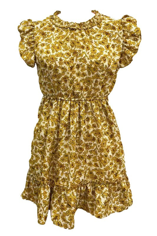 Miss Sparkling | Floral Ruffled Short Dress