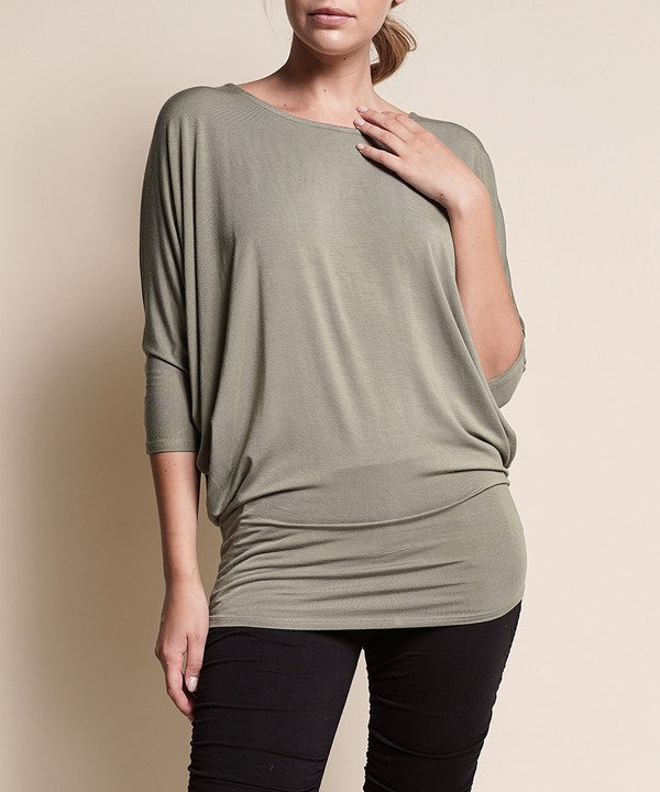 Fabina Bamboo Side Rouched Dolman Top