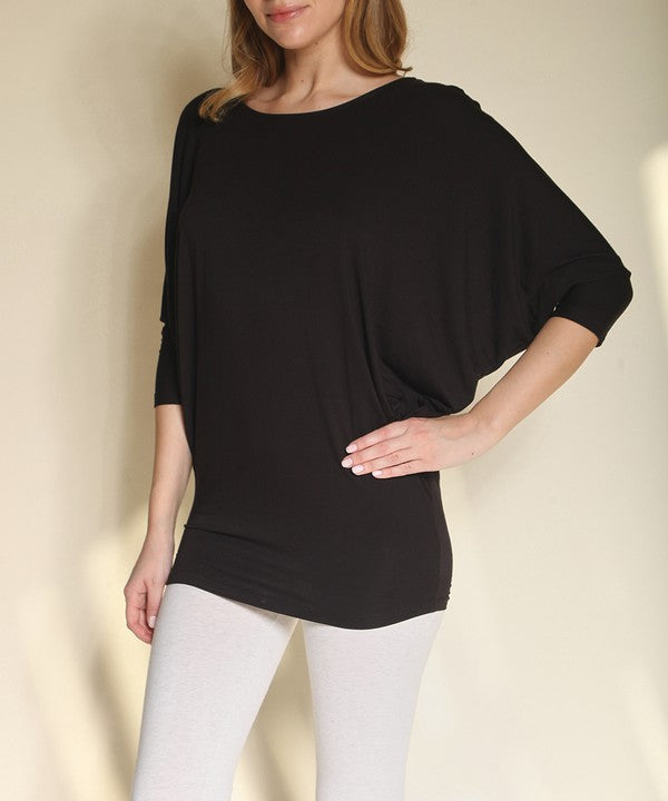 Fabina Bamboo Side Rouched Dolman Top