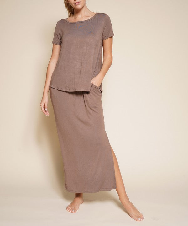 Fabina Bamboo Casual Long Skirt with Pockets