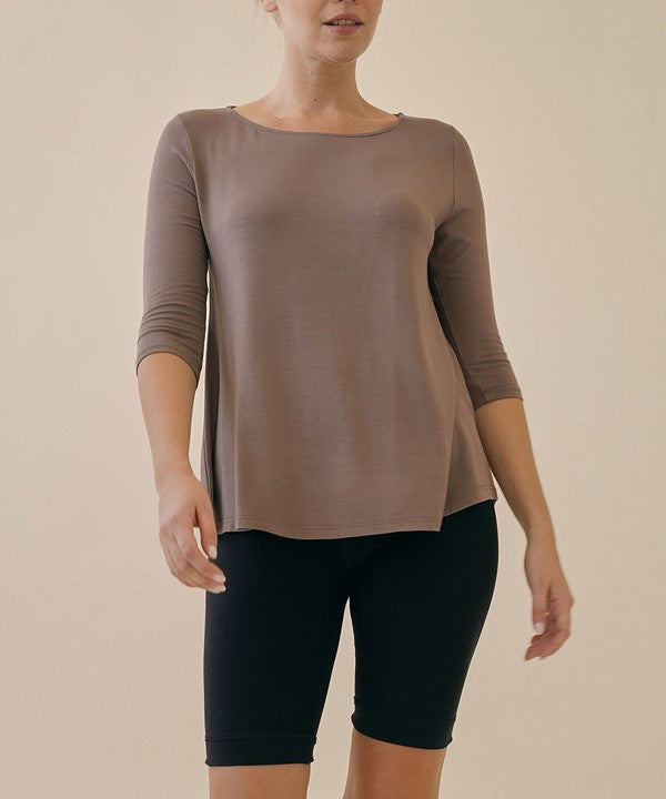 Fabina Bamboo Boatneck Sleeve Top