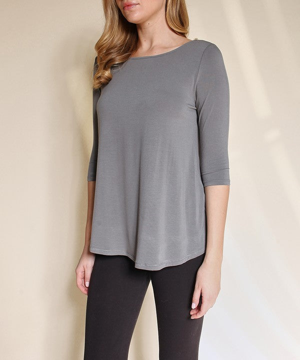 Fabina Bamboo Boatneck Sleeve Top