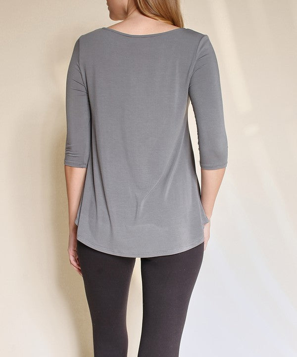 Fabina Bamboo Boatneck Sleeve Top
