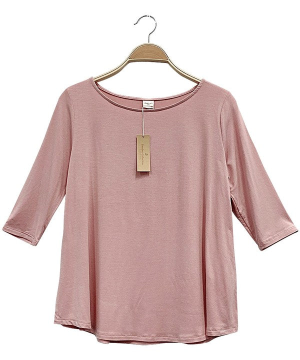 Fabina Bamboo Boatneck Sleeve Top