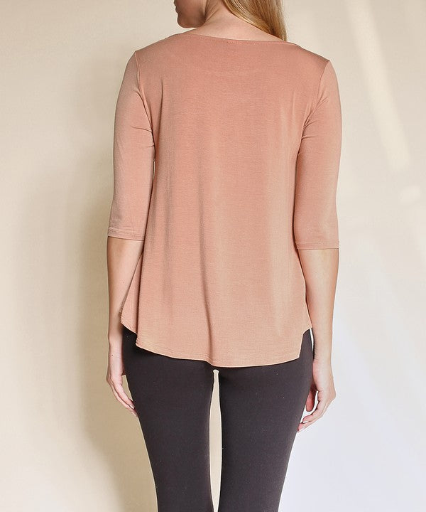 Fabina Bamboo Boatneck Sleeve Top