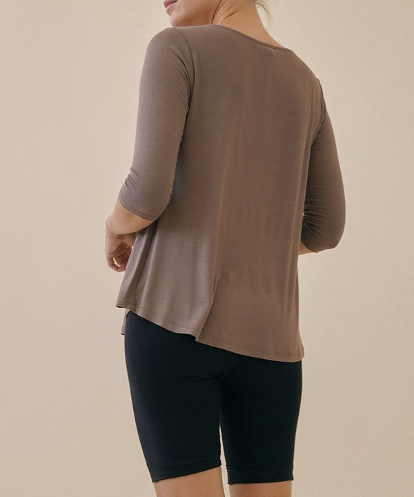 Fabina Bamboo Boatneck Sleeve Top
