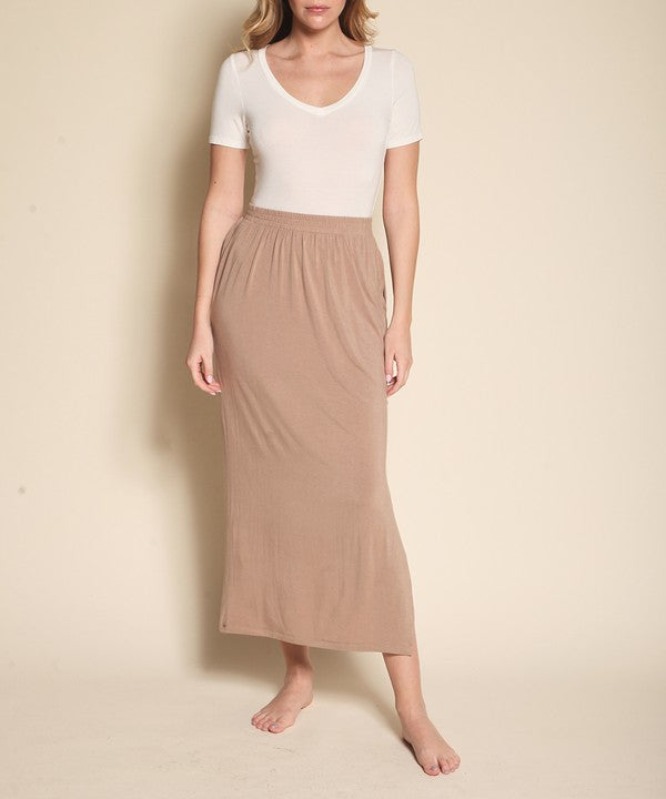 Fabina Bamboo Casual Long Skirt with Pockets