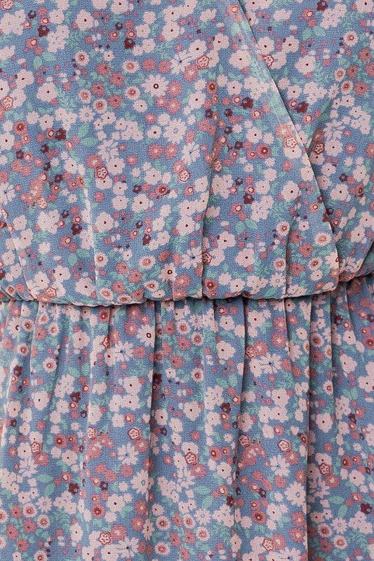 Gilli Apparel Puff Sleeve Faux Wrap Mini Dress With Ruffle