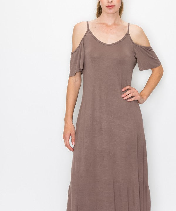 Fabina Bamboo Cold Shoulder Maxi Dress