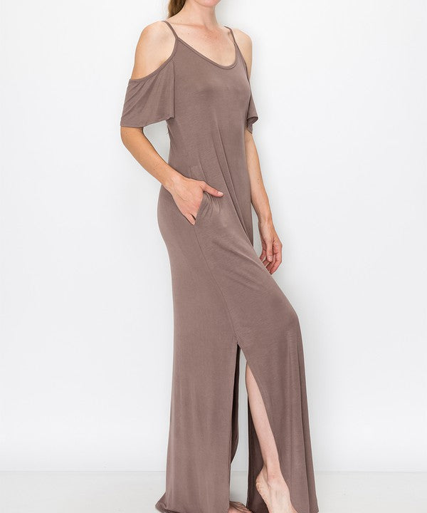 Fabina Bamboo Cold Shoulder Maxi Dress