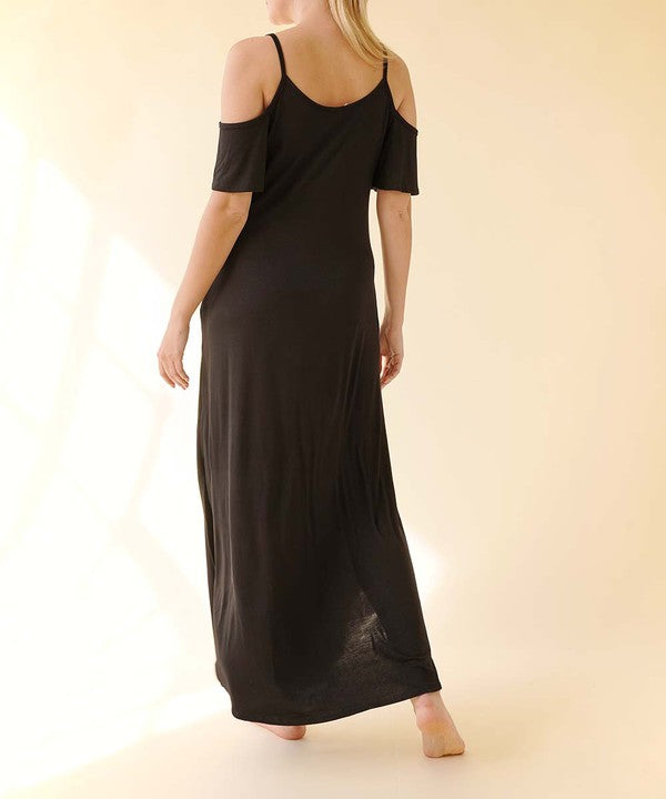 Fabina Bamboo Cold Shoulder Maxi Dress
