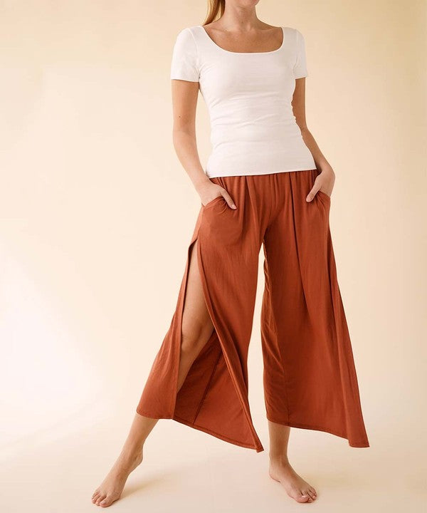 Fabina Bamboo Ankle Length Slit Pants