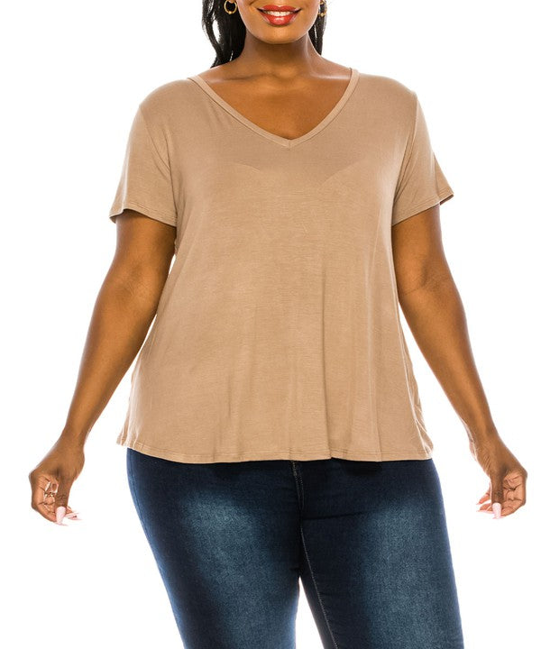 Fabina Bamboo Plus Size V-Neck Top