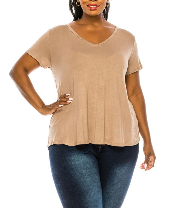 Fabina Bamboo Plus Size V-Neck Top