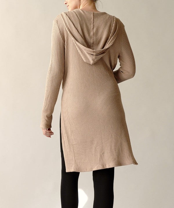 Fabina Bamboo Waffle Slim Cardigan with Hood