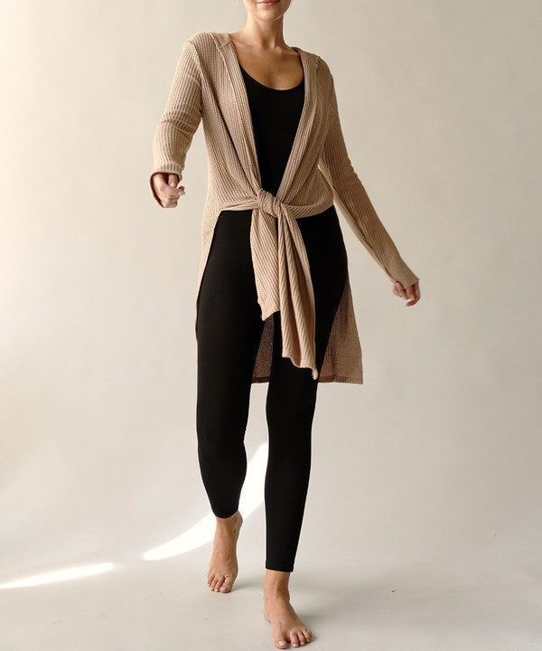 Fabina Bamboo Waffle Slim Cardigan with Hood