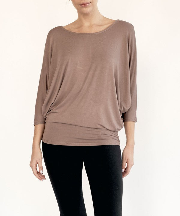 Fabina Bamboo Side Rouched Dolman Top