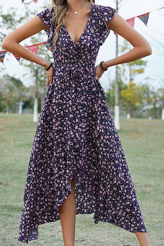 Miss Sparkling Floral Wrap Dress