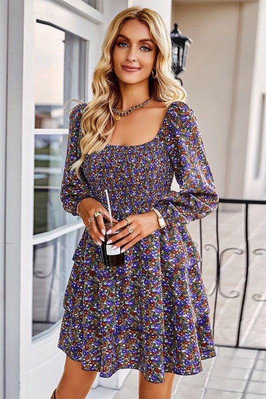 Miss Sparkling Long Sleeve Floral Dress