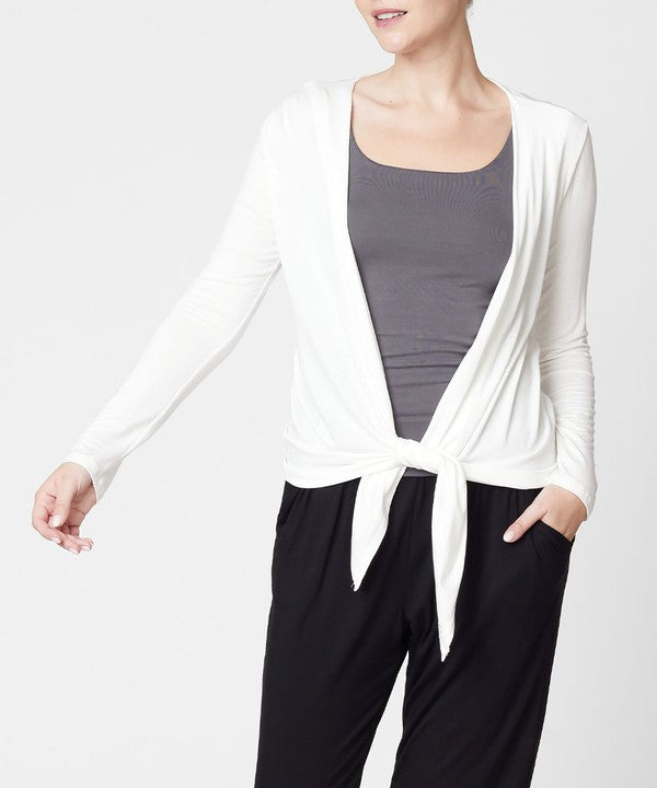 Fabina Bamboo Simple Tie Front Cardigan