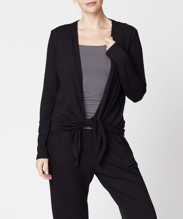 Fabina Bamboo Simple Tie Front Cardigan