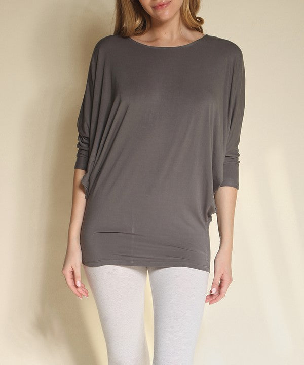 Fabina Bamboo Side Rouched Dolman Top