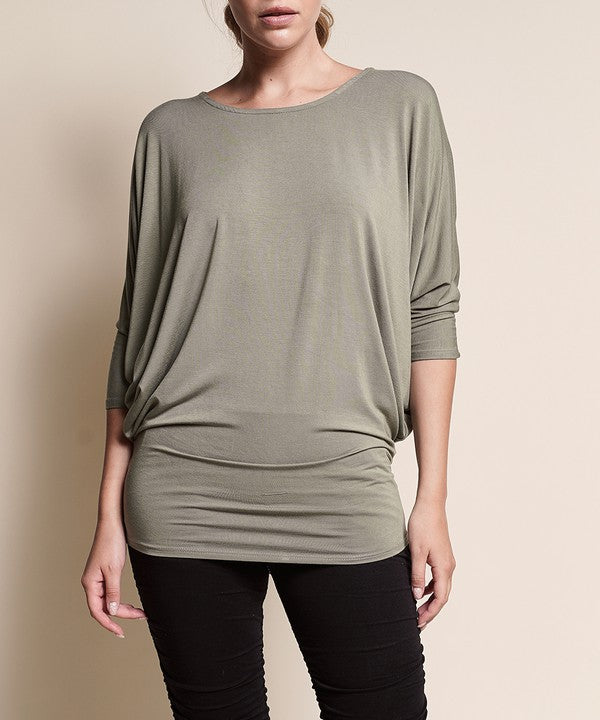 Fabina Bamboo Side Rouched Dolman Top