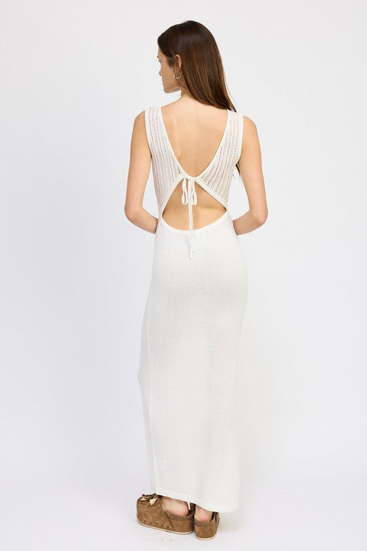 Emory Park | Crochet Maxi Dress with Back Tie Detail