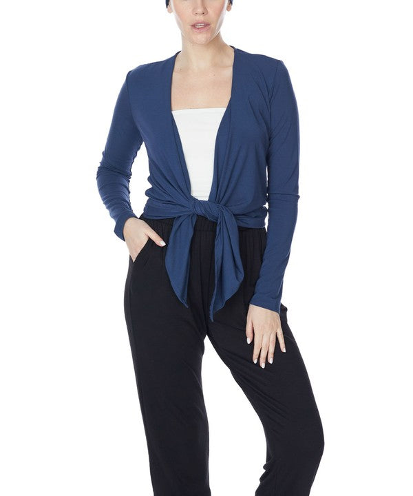 Fabina Bamboo Simple Tie Front Cardigan