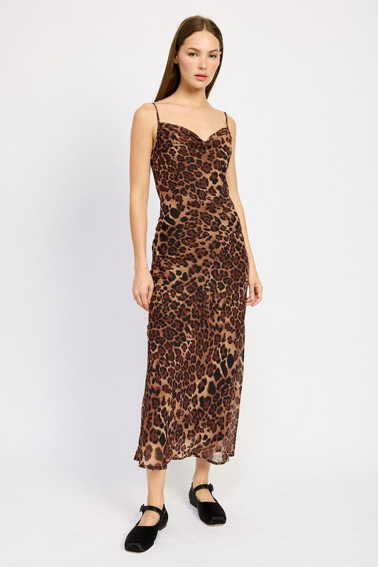 Emory Park Spaghetti Strap Leopard Maxi Dress