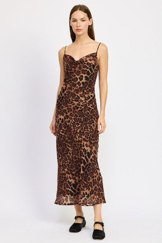 Emory Park Spaghetti Strap Leopard Maxi Dress