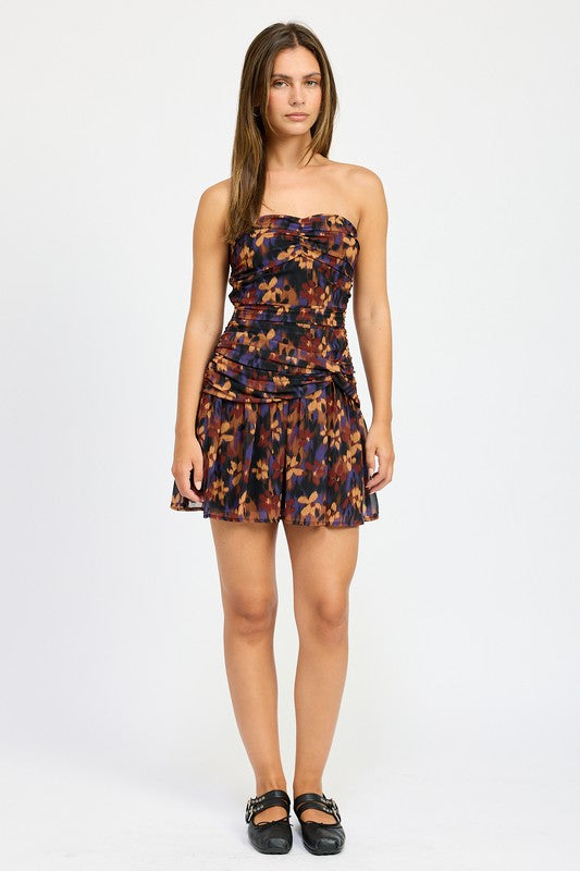 Emory Park | Floral Ruched Mini Dress