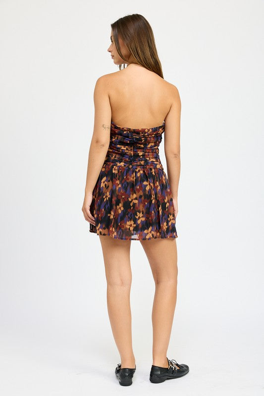 Emory Park | Floral Ruched Mini Dress