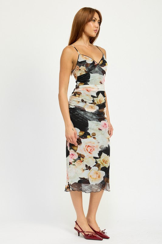 Emory Park | Ruched Midi V-Neck Dress