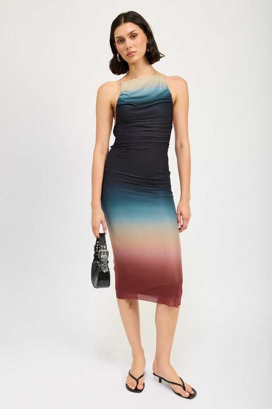 Emory Park Halter Neck Ombre Maxi Dress