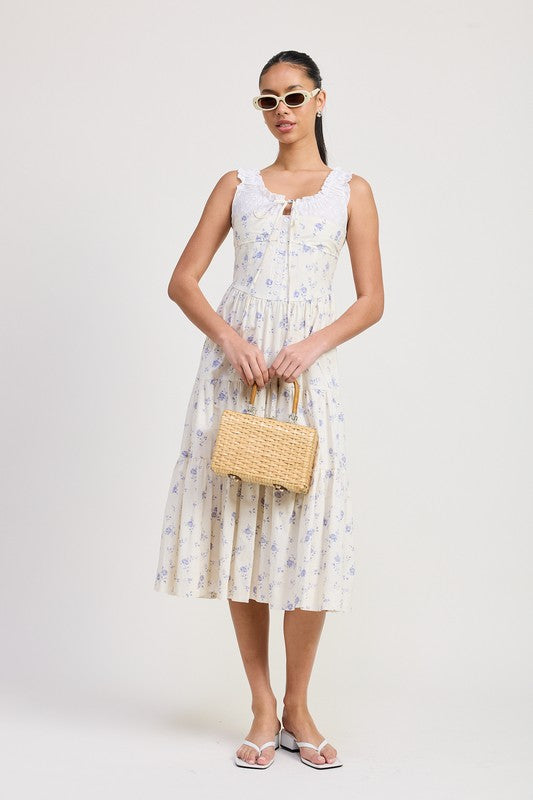 Emory Park Mixed Media Eyelet Peekaboo Midi Dress