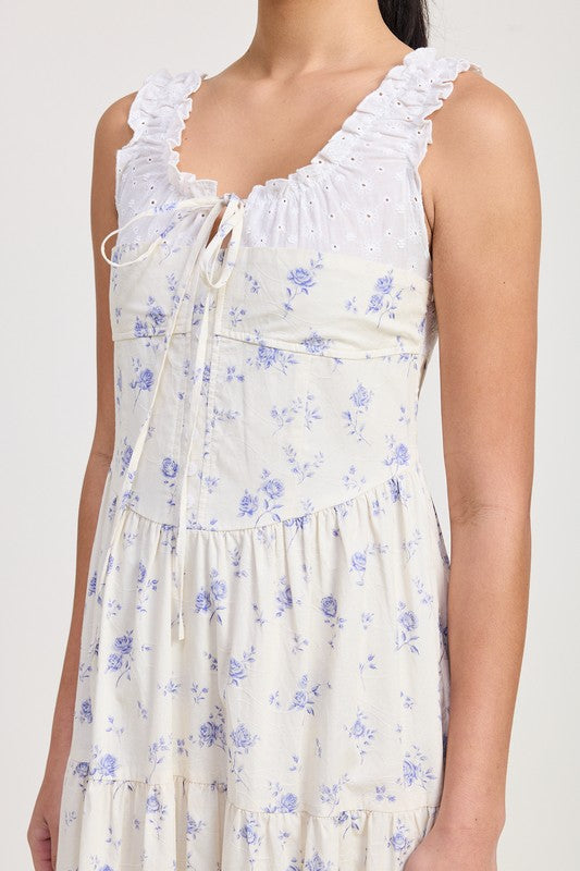 Emory Park Mixed Media Eyelet Peekaboo Midi Dress